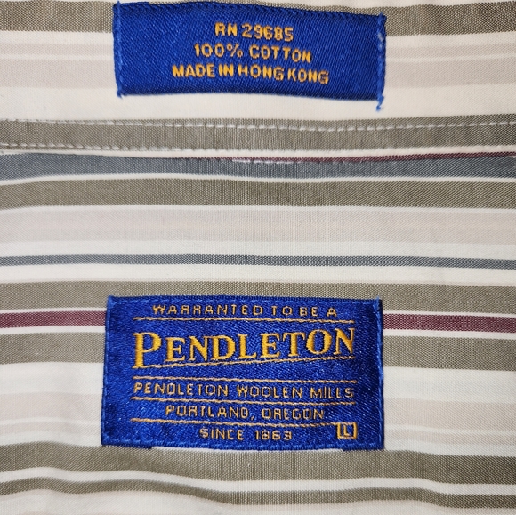 Pendleton Long Sleeve Shirt Multi Color Stripeed Mens Large - Picture 3 of 4